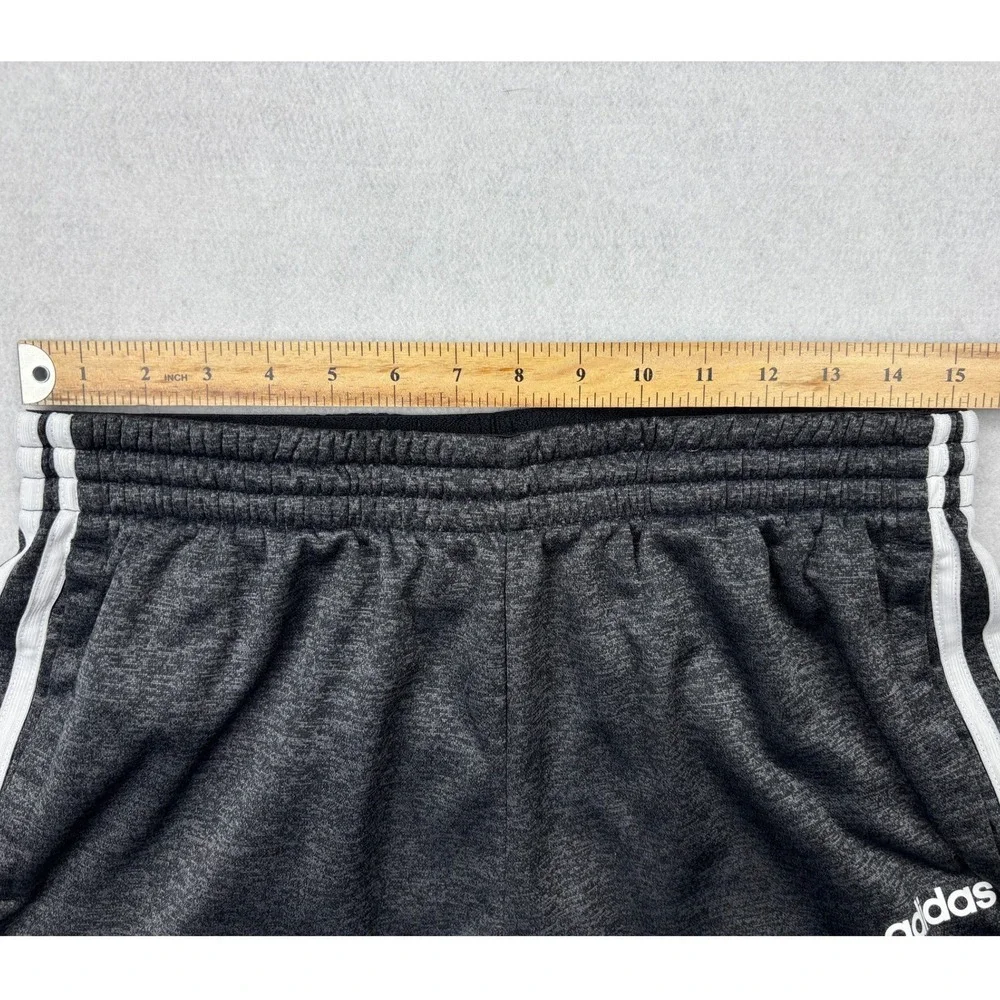 adidas 3 Stripe Track Pants Mens Large Charcoal Gray Heather Fleece Sweatpants